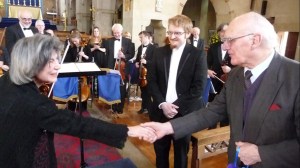 Lawrence Turner congratulates Ruth Baker